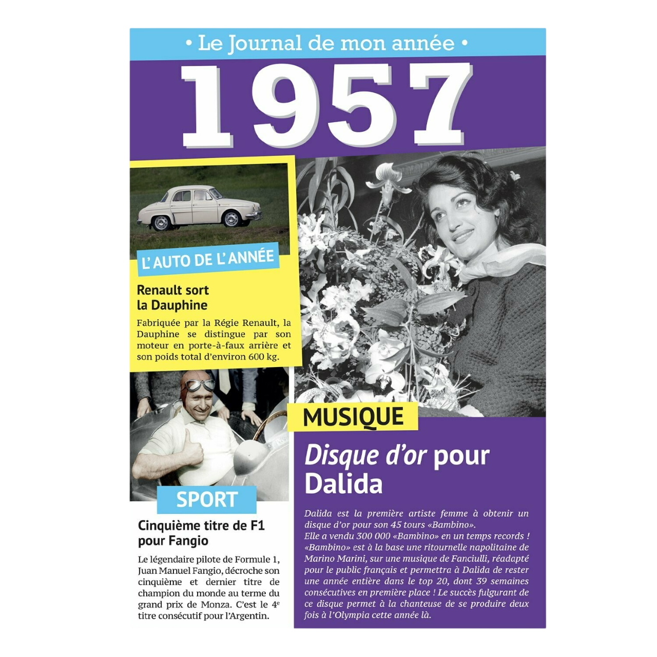 Carte - le journal de mon année - 1957 - 17 cm x 11,5 cm