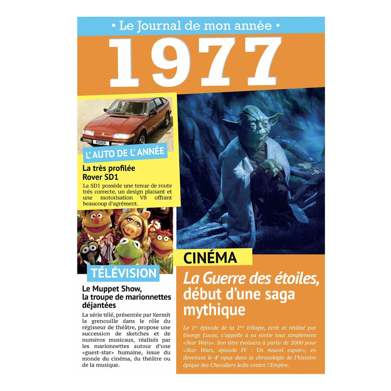 Carte Le journal de mon année 1977 fermée. Canocea France