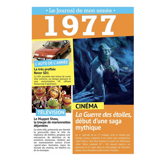 Carte Le journal de mon année 1977 fermée. Canocea France
