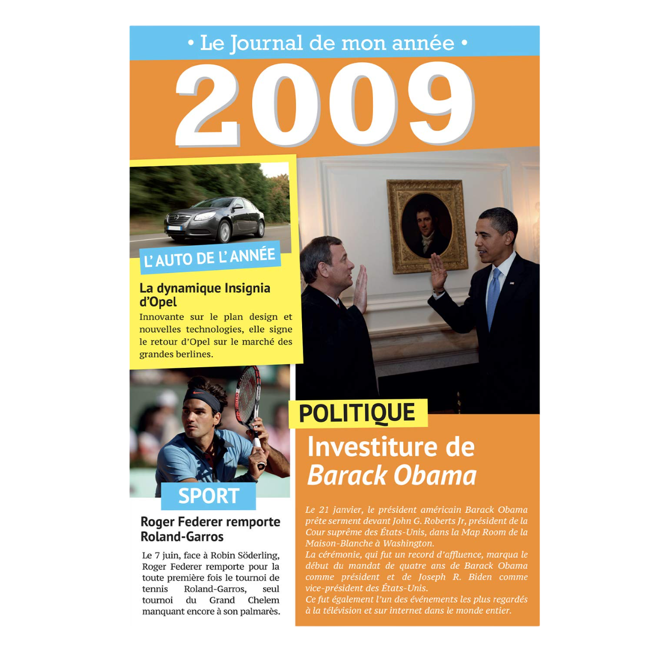 Carte anniversaire 2009 ouverte en trois volets. Canocea France