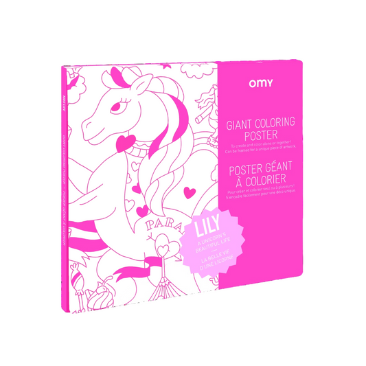 Poster Coloriage Géant - 100x70cm - LILY LICORNE paradis et arc en ciel - Fabriqué en France