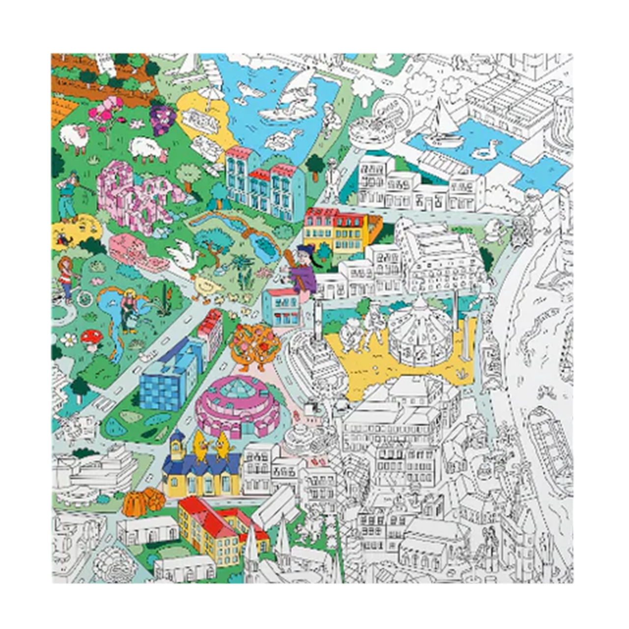 Poster à colorier Bordeaux illustration humour détails. Canocea France