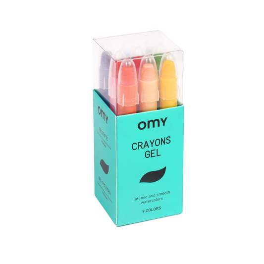 Boîte de 9 crayons - texture gel ultra fondante - couleurs vives - marque OMY