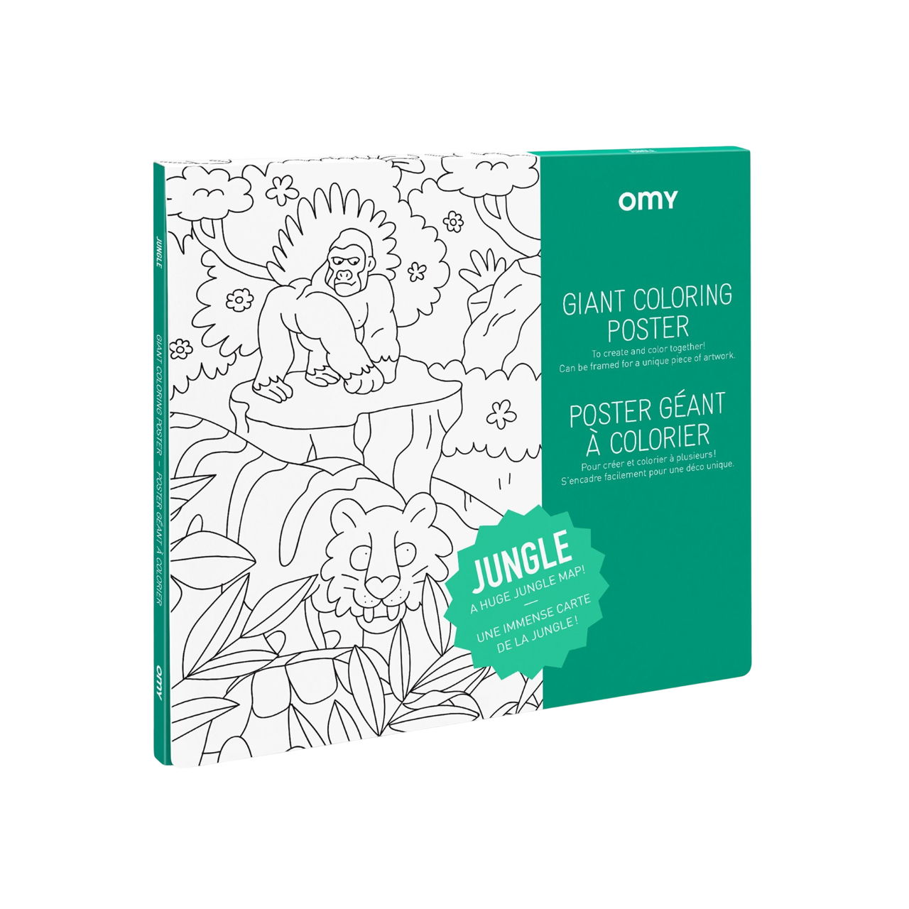 Poster Coloriage Géant - 100x70cm - JUNGLE l'aventure sauvage - Fabriqué en France