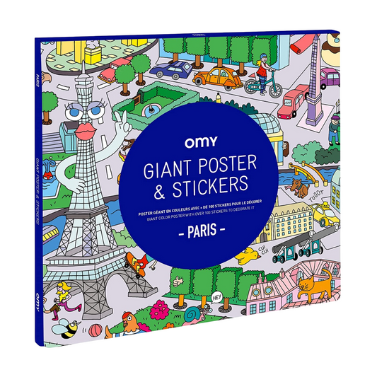 Poster géant - 100x70cm - PARIS couleur + 100 stickers pour le décorer - Fabriqué en France