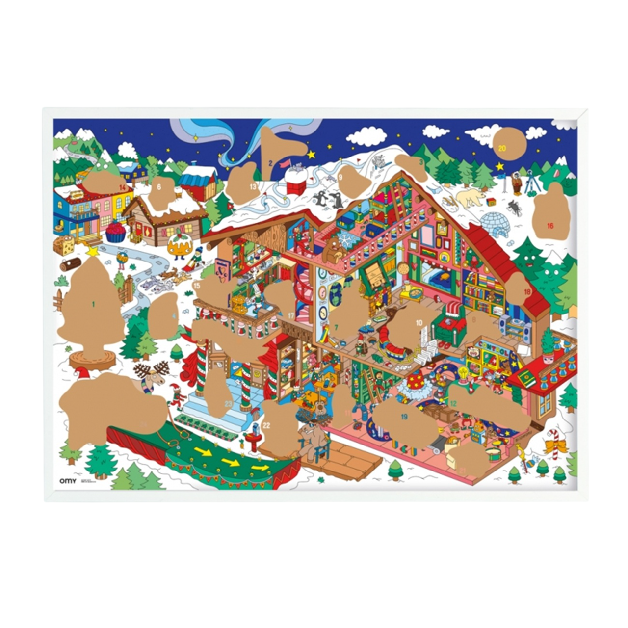 Poster géant - 100x70cm - calendrier de l'avant avec 24 surprises à gratter - Fabriqué en France