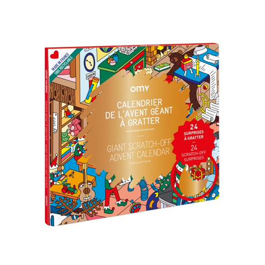 Poster géant - 100x70cm - calendrier de l'avant avec 24 surprises à gratter - Fabriqué en France