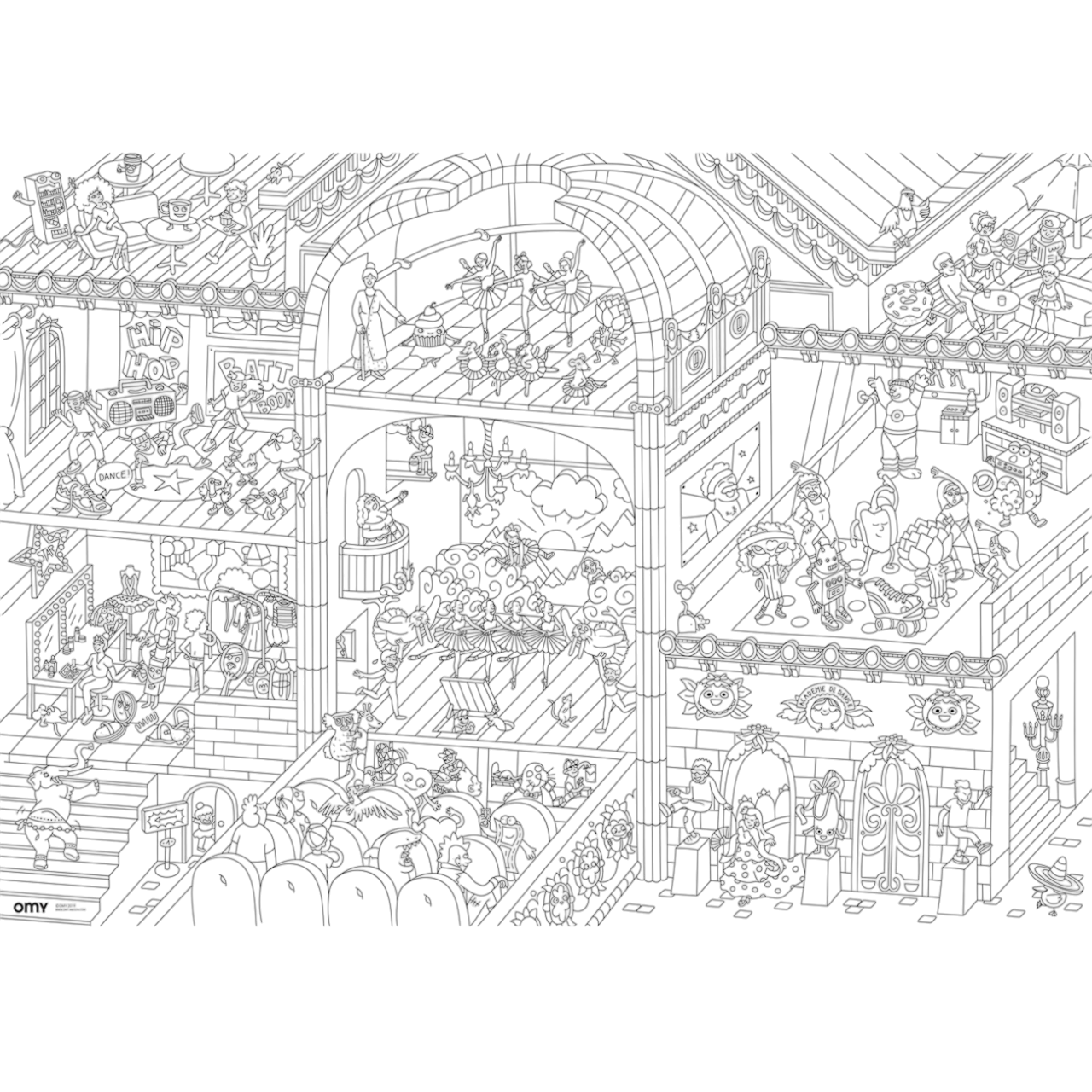 Poster Coloriage Géant - 100x70cm - DANSE la plus grande école de danse - Fabriqué en France