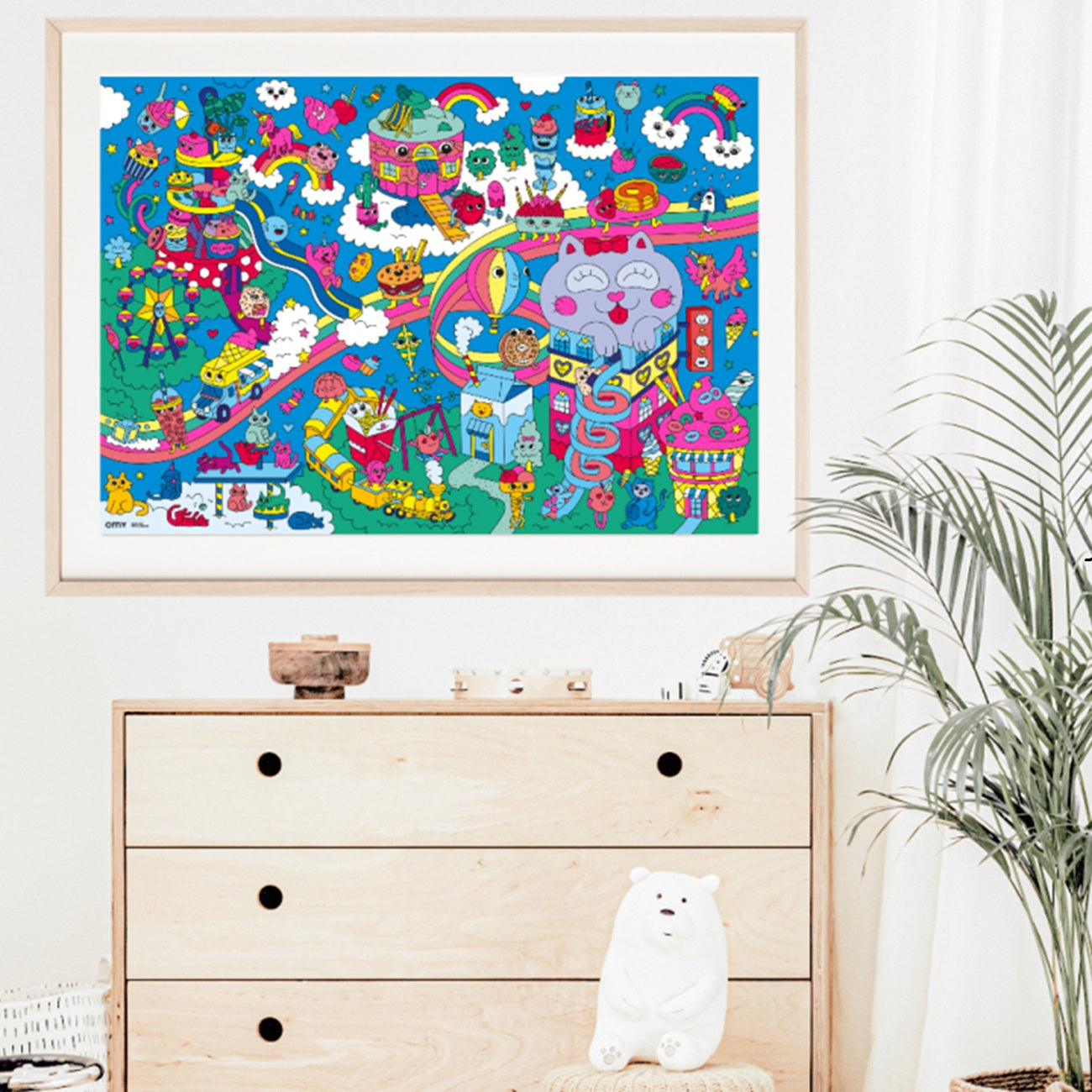 Poster géant - 100x70cm - KAWAII Japonais + 100 stickers pour le décorer - Fabriqué en France