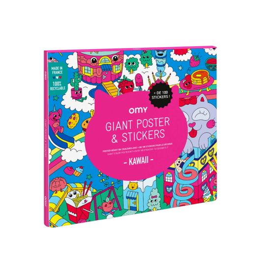 Poster géant - 100x70cm - KAWAII Japonais + 100 stickers pour le décorer - Fabriqué en France
