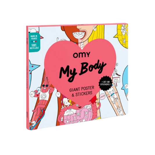 Poster géant - 100x70cm - MY BODY en couleur + 100 stickers pour le décorer - Fabriqué en France