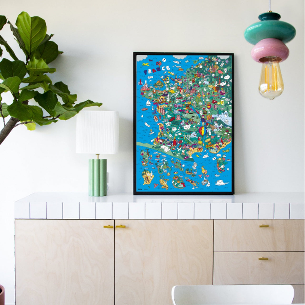 Poster géant - 100x70cm - FRANCE en couleur + 100 stickers pour le décorer - Fabriqué en France