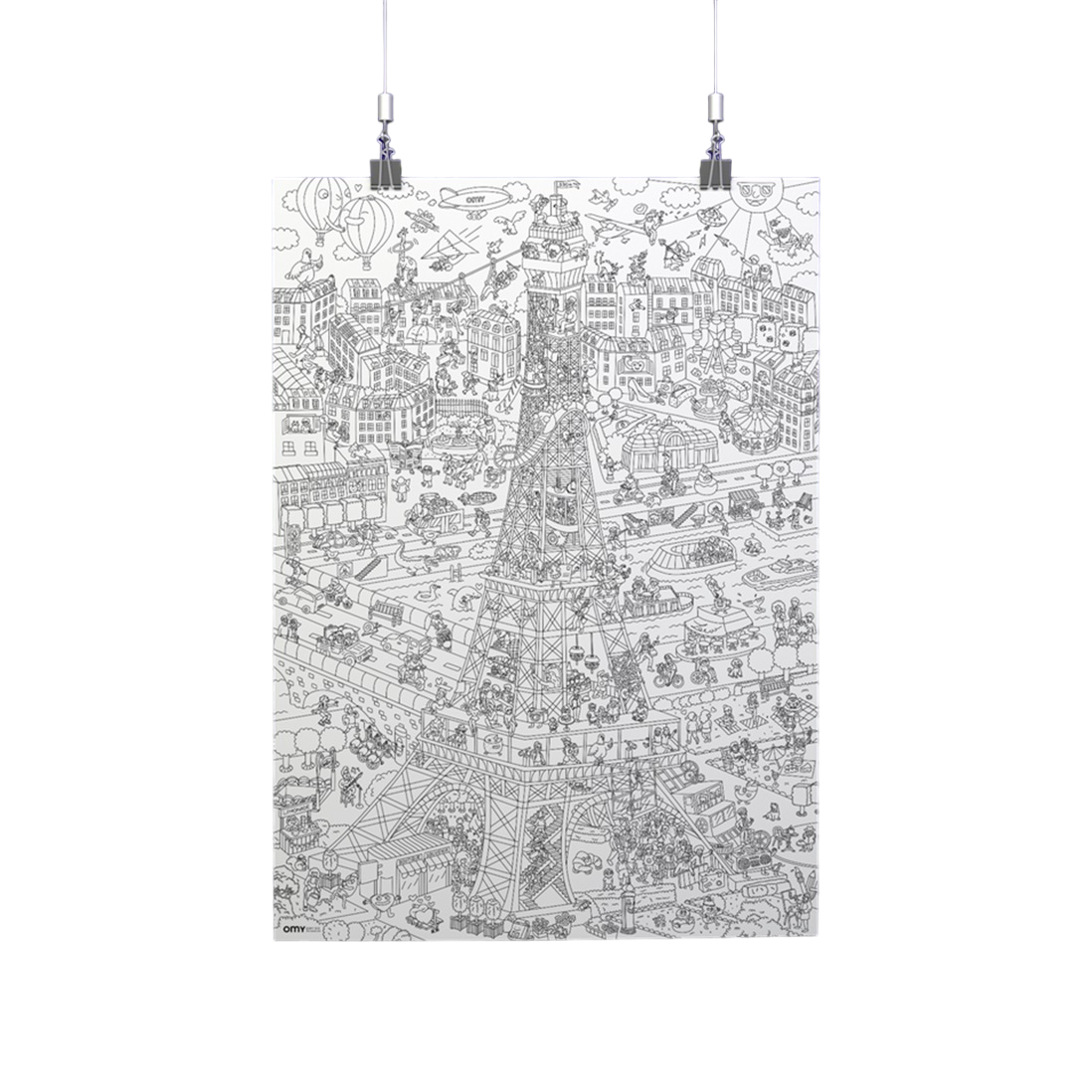 Poster Coloriage Géant - 100x70cm - TOUR EIFFEL  - Fabriqué en France