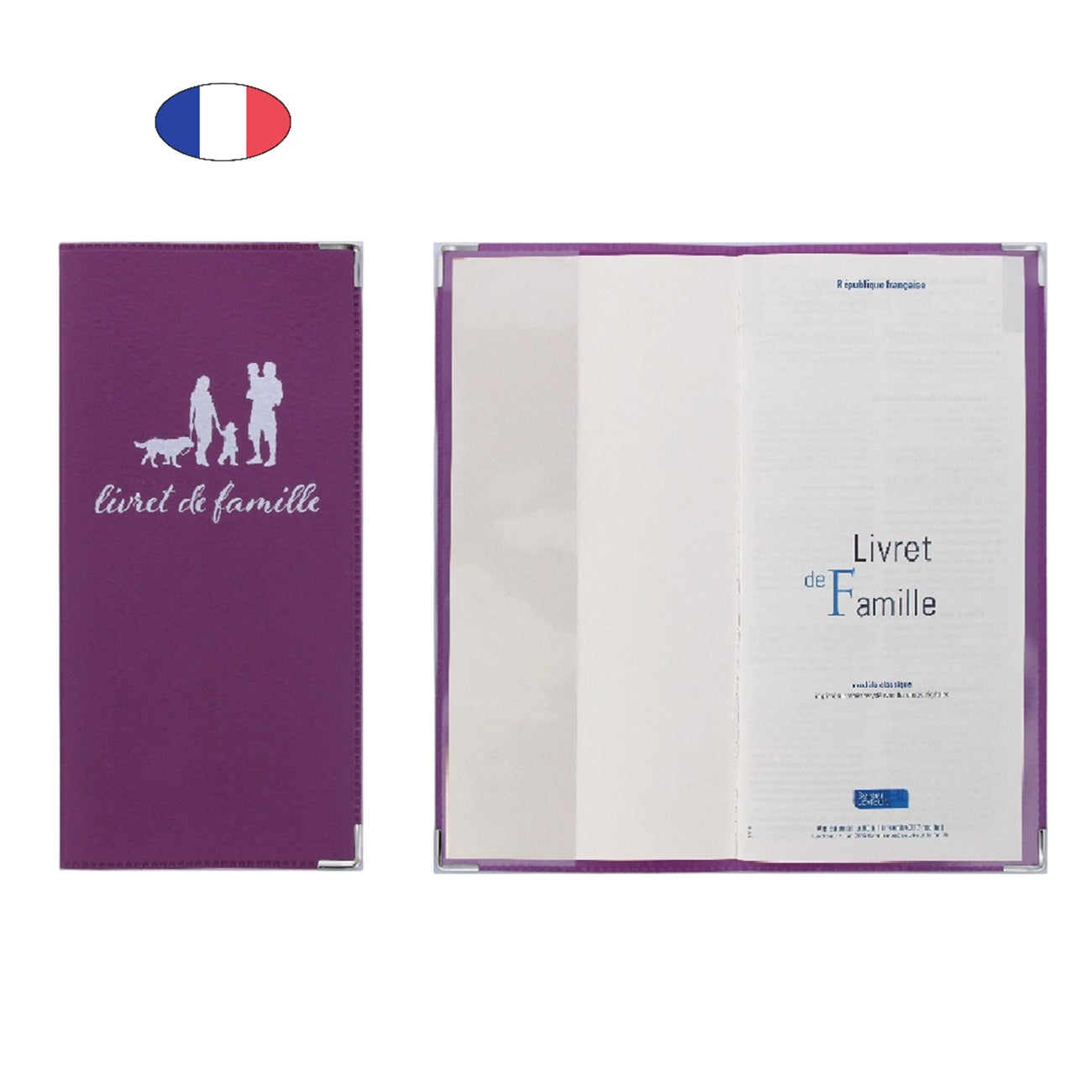 Étui livret de famille violet en simili cuir – élégant et fabriqué en France – protection livret officiel - canocea