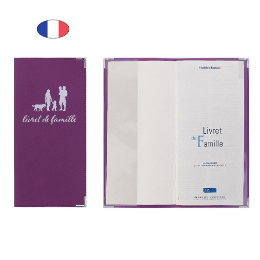 Étui livret de famille violet en simili cuir – élégant et fabriqué en France – protection livret officiel - canocea