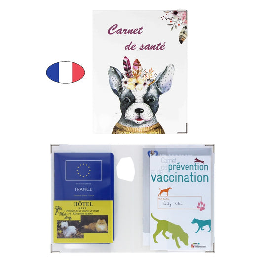 Porte documents animaux chien bohème – carnet de santé – fabriqué en France - canocea
