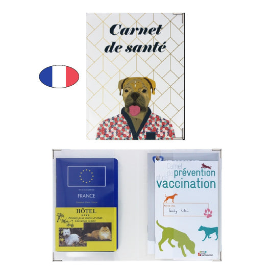 Porte documents animaux chien boxer déguisé – carnet de santé – fabriqué en France - canocea
