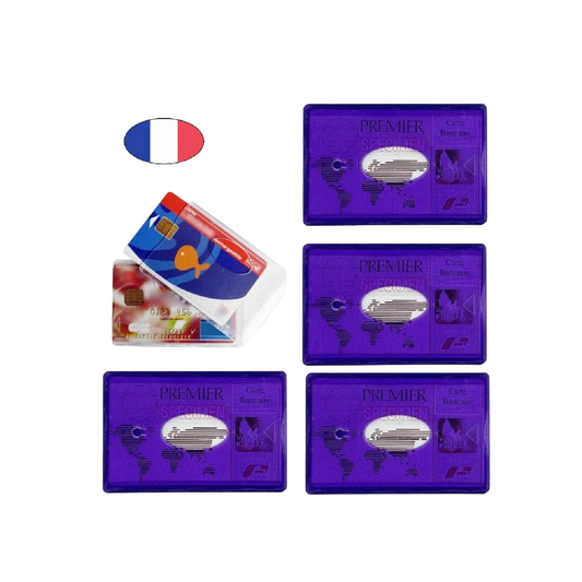 Lot 4 Etuis carte bancaire rigide résistant - Violet - Fabriqué en France - Porte CB