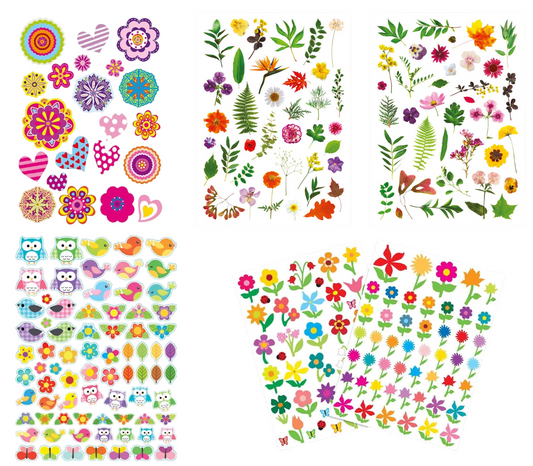 Gommettes fleurs multicolores pour enfants et scrapbooking. Canocea France
