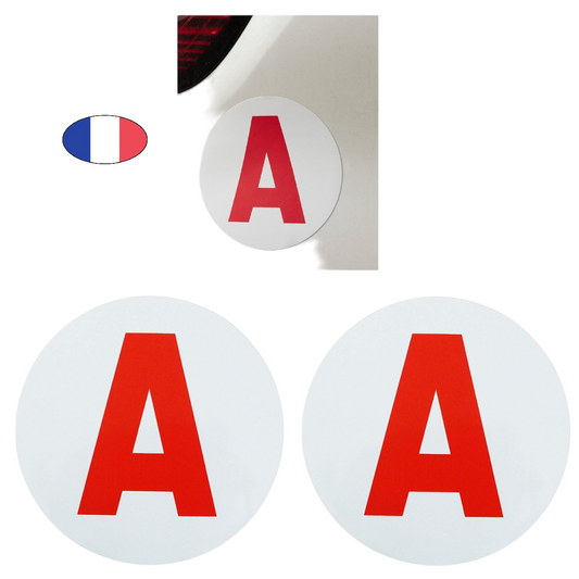 Lot de 2 disques "A" adhésifs jeune conducteur – Fabriqué en France. Canocea France