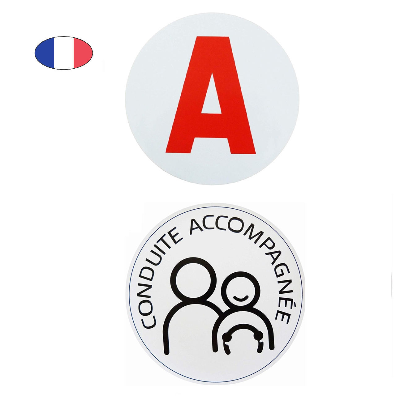 Lot 2 Disques "A" jeune conducteur + "CA" conduite accompagnée - magnétique - Fabriqué en France