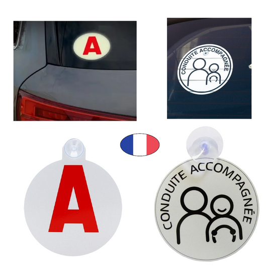 Lot 2 disques A et CA réfléchissants avec ventouse pour voiture. CANOCEA france