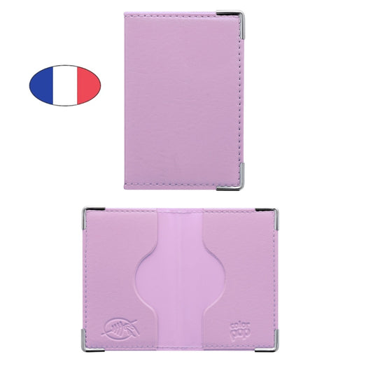 Étui anti-piratage 2 cartes bancaires en simili cuir rose pastel, protection RFID, fabriqué en France - canocea