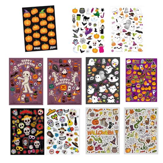 Lot de 860 gommettes Halloween - stickers citrouilles, fantômes et sorcières. Canocea France