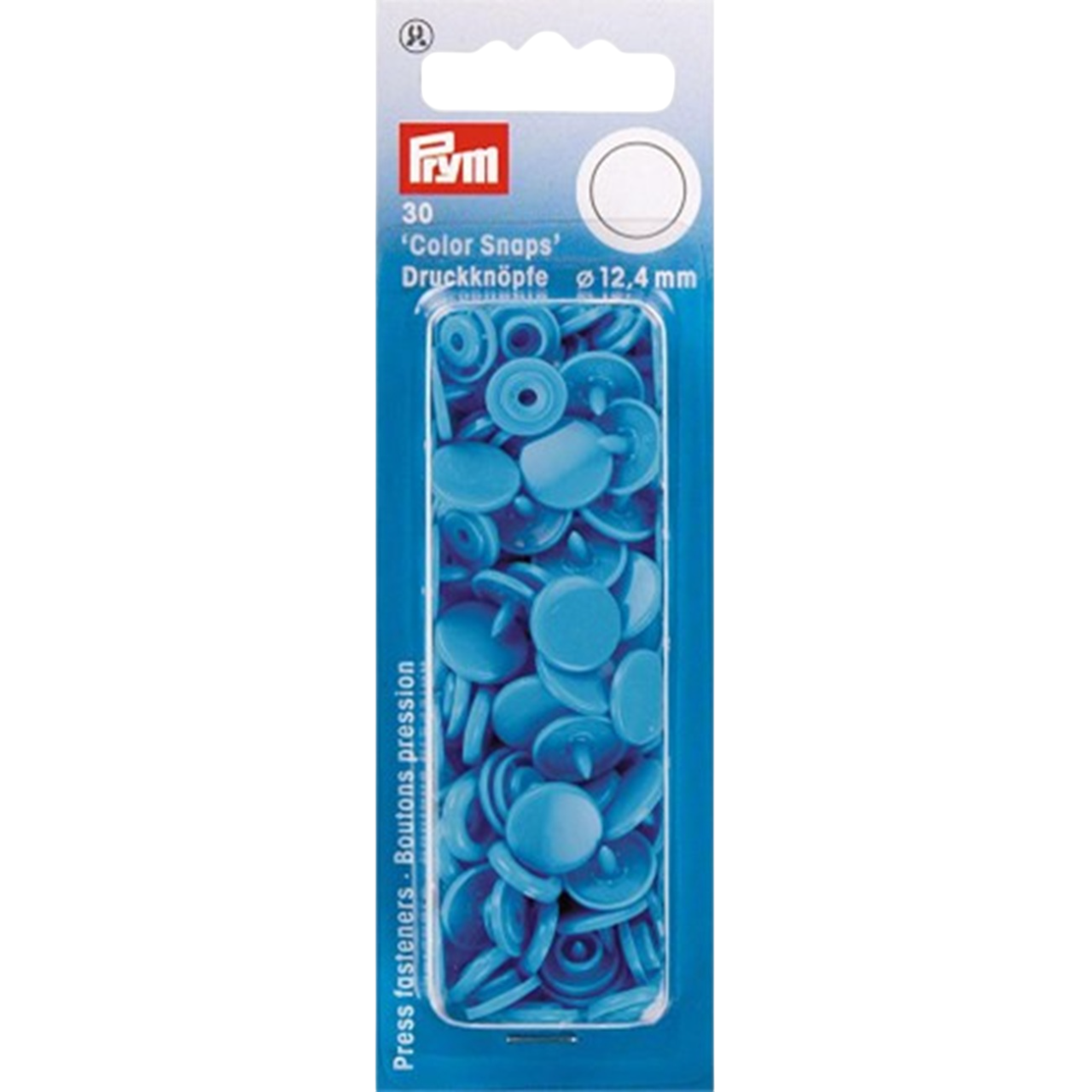 Boutons pression - Color snaps - ronds- Bleu clair - D12,4 mm - 30 pièces