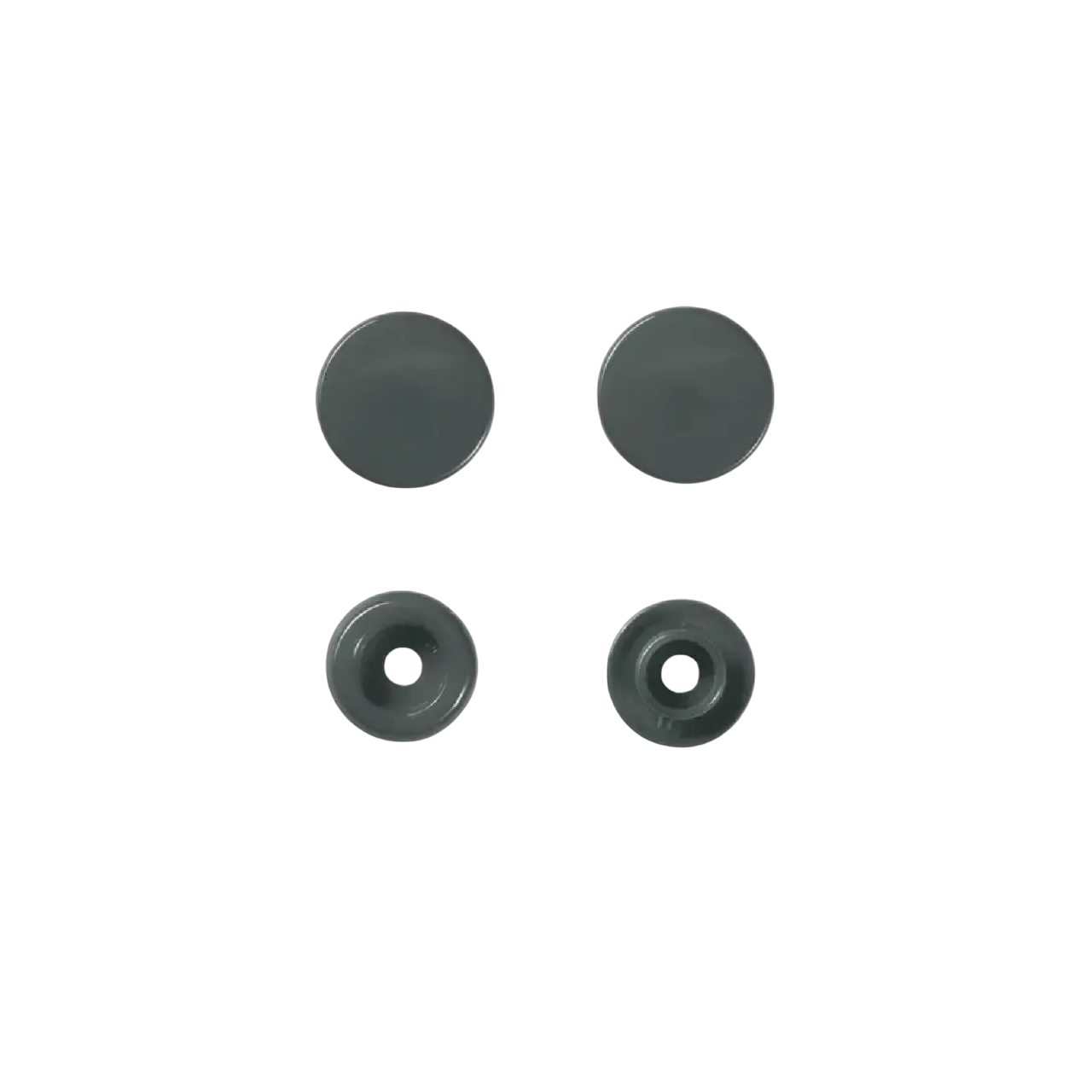 Boutons pression - Color snaps - Gris foncé - D12,4 mm - 30 pièces