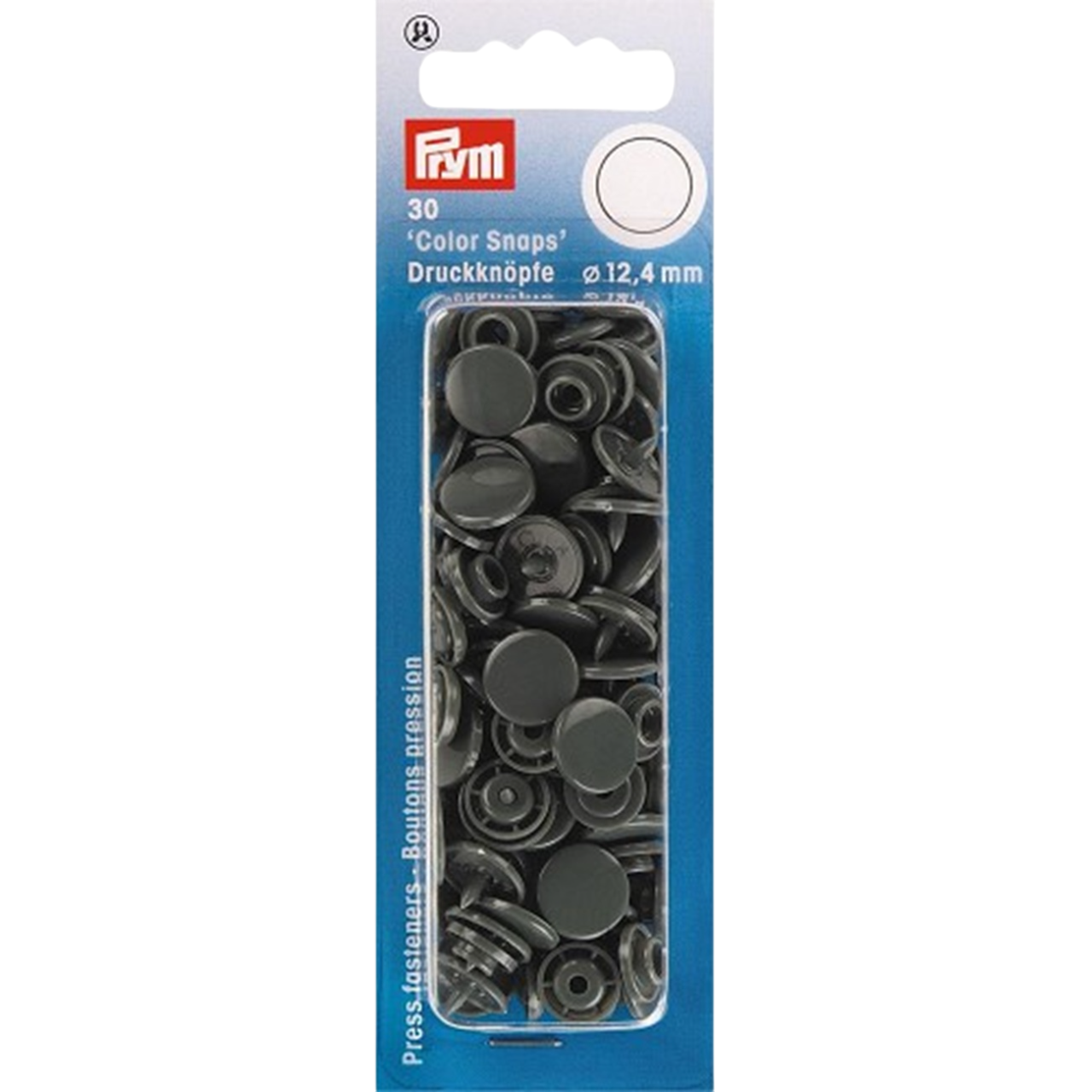 Boutons pression - Color snaps - Gris foncé - D12,4 mm - 30 pièces
