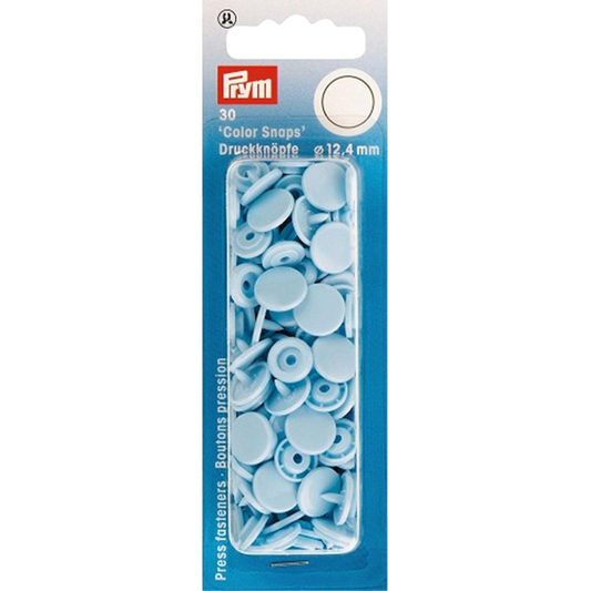 Boutons pression - Color snaps - Bleu clair - D12,4 mm - 30 pièces
