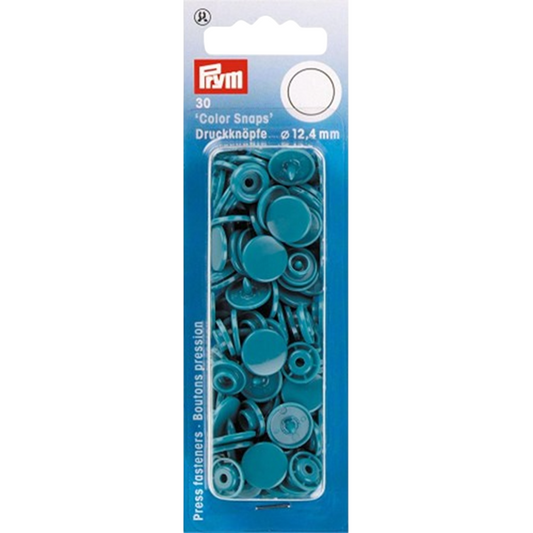 Boutons pression - Color snaps - Bleu turquoise foncé - D12,4 mm - 30 pièces