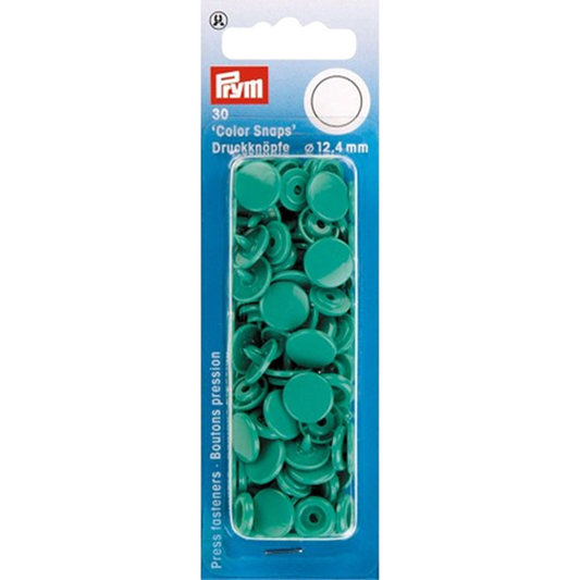 Boutons pression - Color snaps - ronds- vert - D12,4 mm - 30 pièces