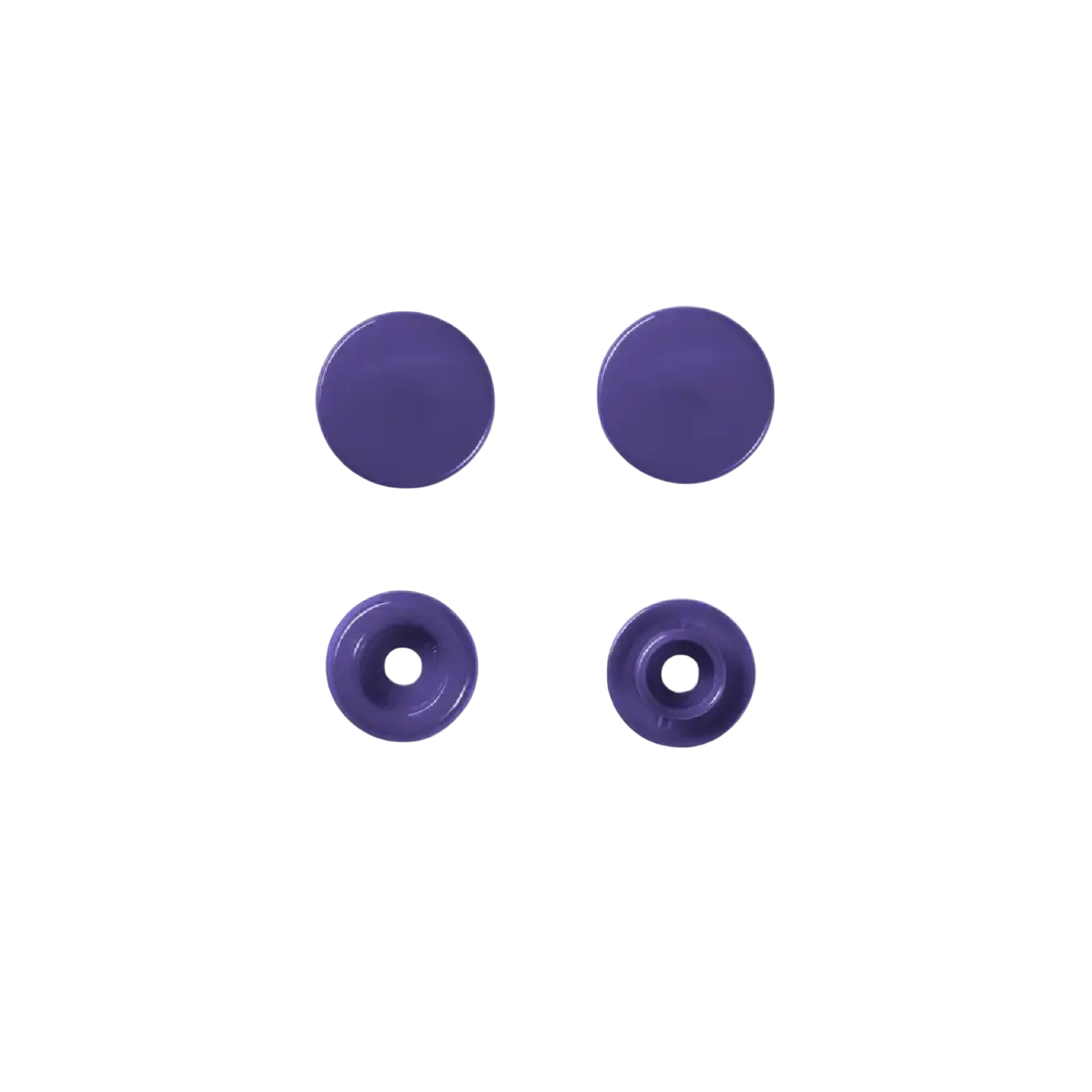 Boutons pression - Color snaps - ronds- violet - D12,4 mm - 30 pièces