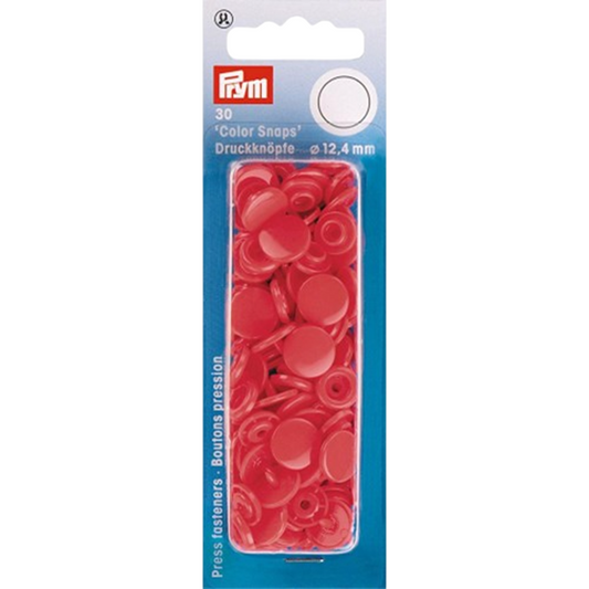 Boutons pression - Color snaps - rose - Rouge - D12,4 mm - 30 pièces