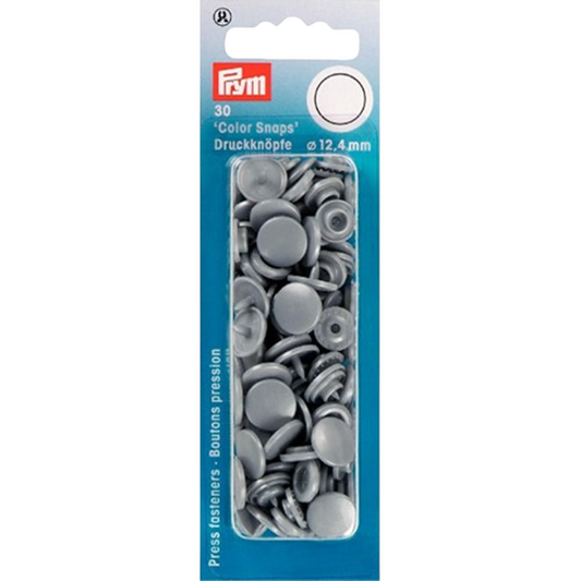 Boutons pression - Color snaps - Gris argent - D12,4 mm - 30 pièces