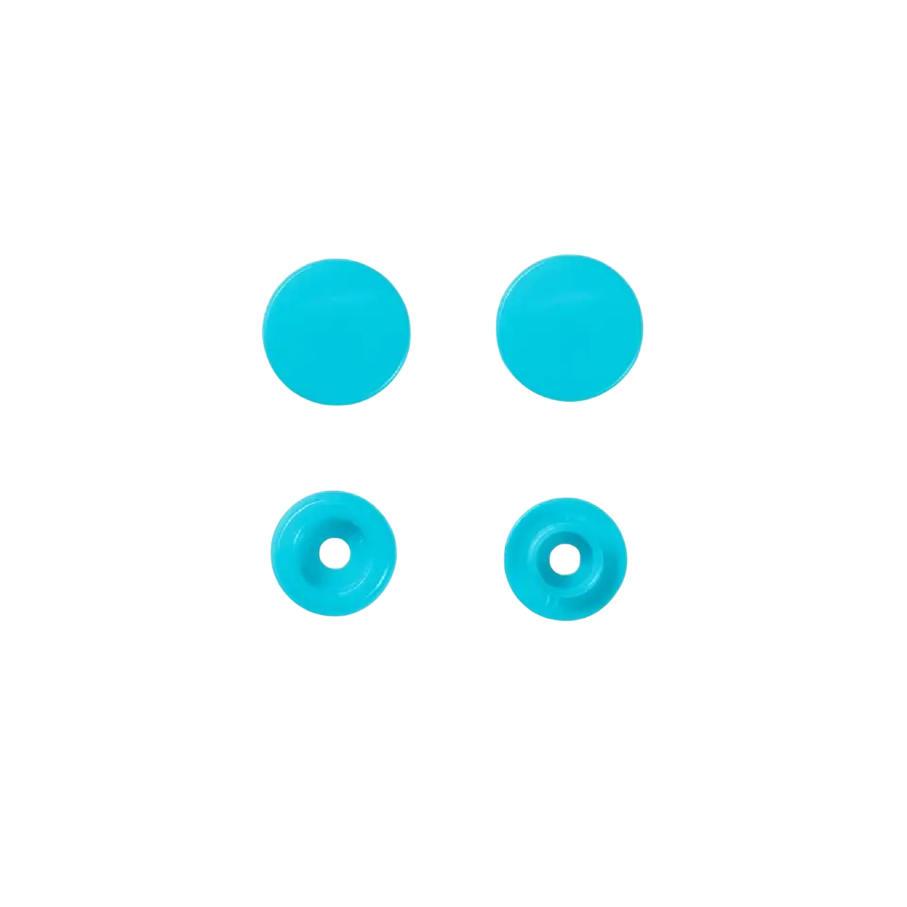 Boutons pression - Color snaps - ronds- Bleu turquoise - D12,4 mm - 30 pièces