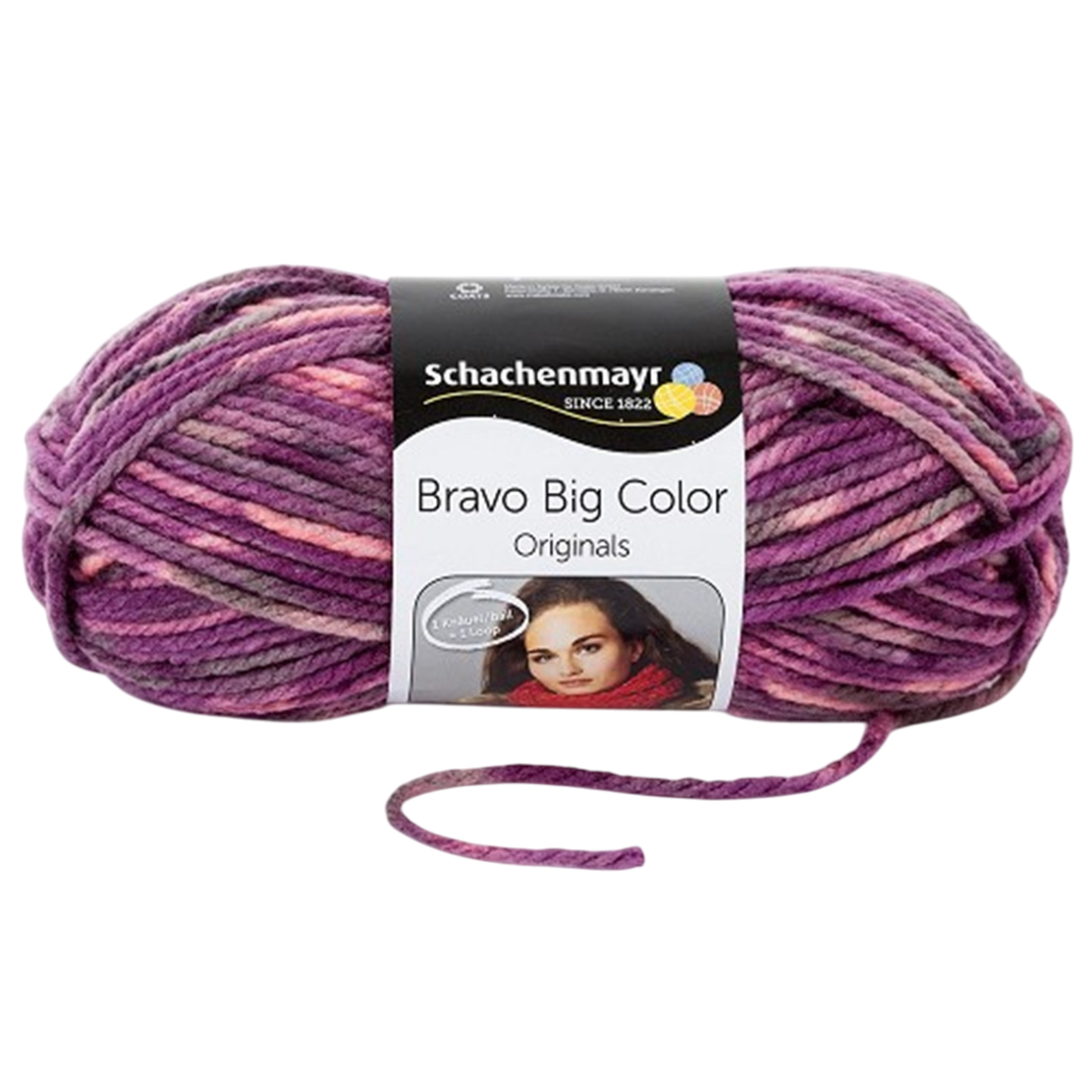 Pelote de fil à tricoter Bravo Big Color mauve 200g Schachenmayr. Canocea France