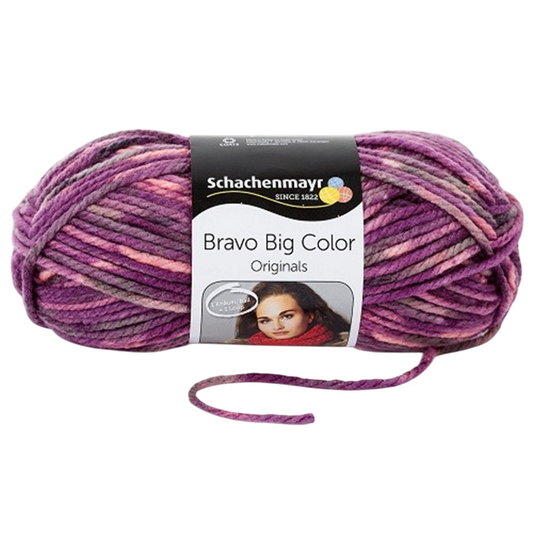 Pelote de fil à tricoter Bravo Big Color mauve 200g Schachenmayr. Canocea France