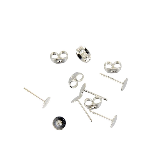 Boucles d'oreilles - argenté - 6 pièces - Inoxydable - Plat de boucle/Poteau/tige