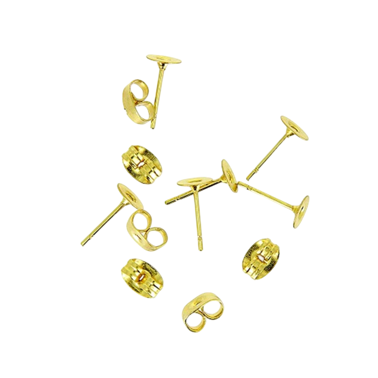 Boucles d'oreilles - doré - 6 pièces - Inoxydable - Plat de boucle/Poteau/tige