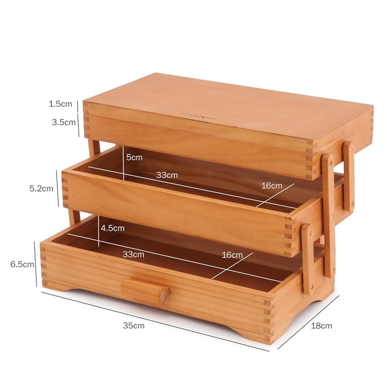 vue intérieure des tiroirs de la boîte à couture. Canocea France