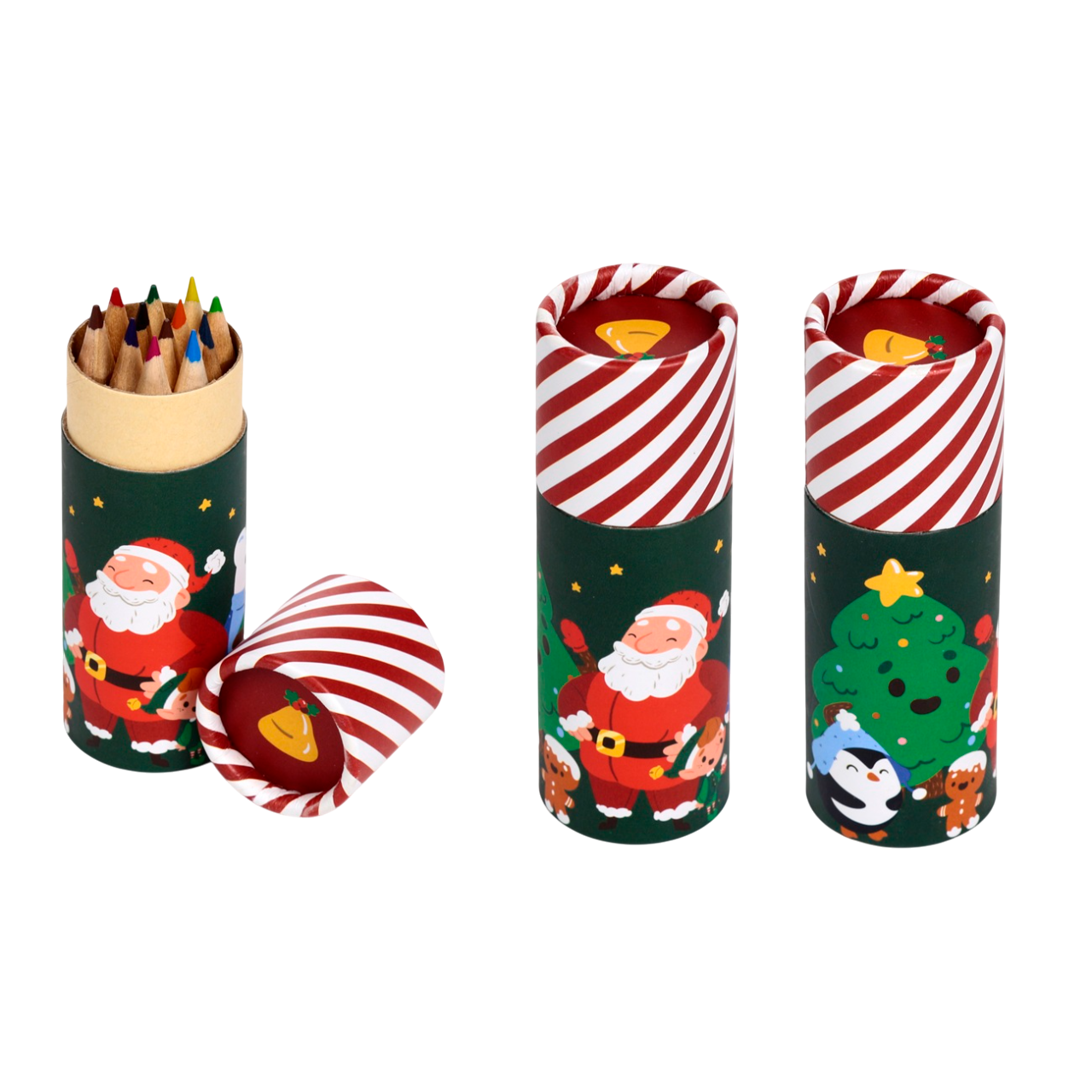 Lot de 2 pots en carton, comprenant 12 crayons de couleur. Canocea France