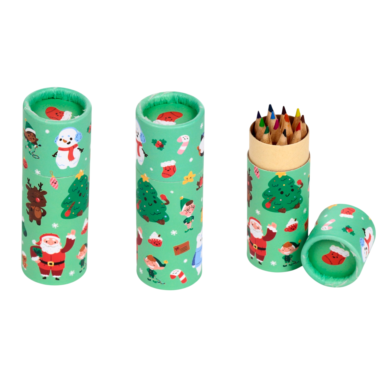 Pack de 2 boites de 12 crayons de couleur avec un motif Noël. Canocea France