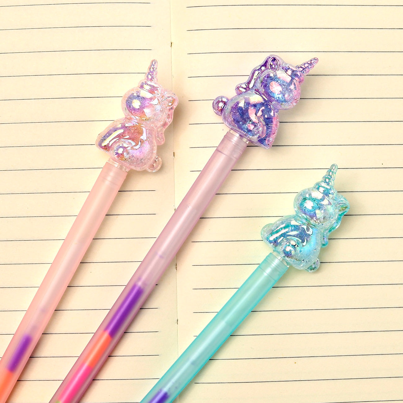 Lot 3 Stylos Multicolores 5 Encres – Thème Licorne. Canocea France