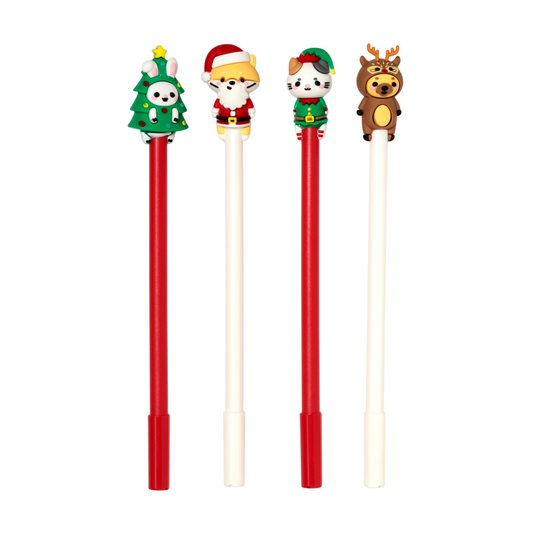 Stylos Pointe Fine Noël – Lot de 4 Christmas Adorable sujet de noël. Canocea France