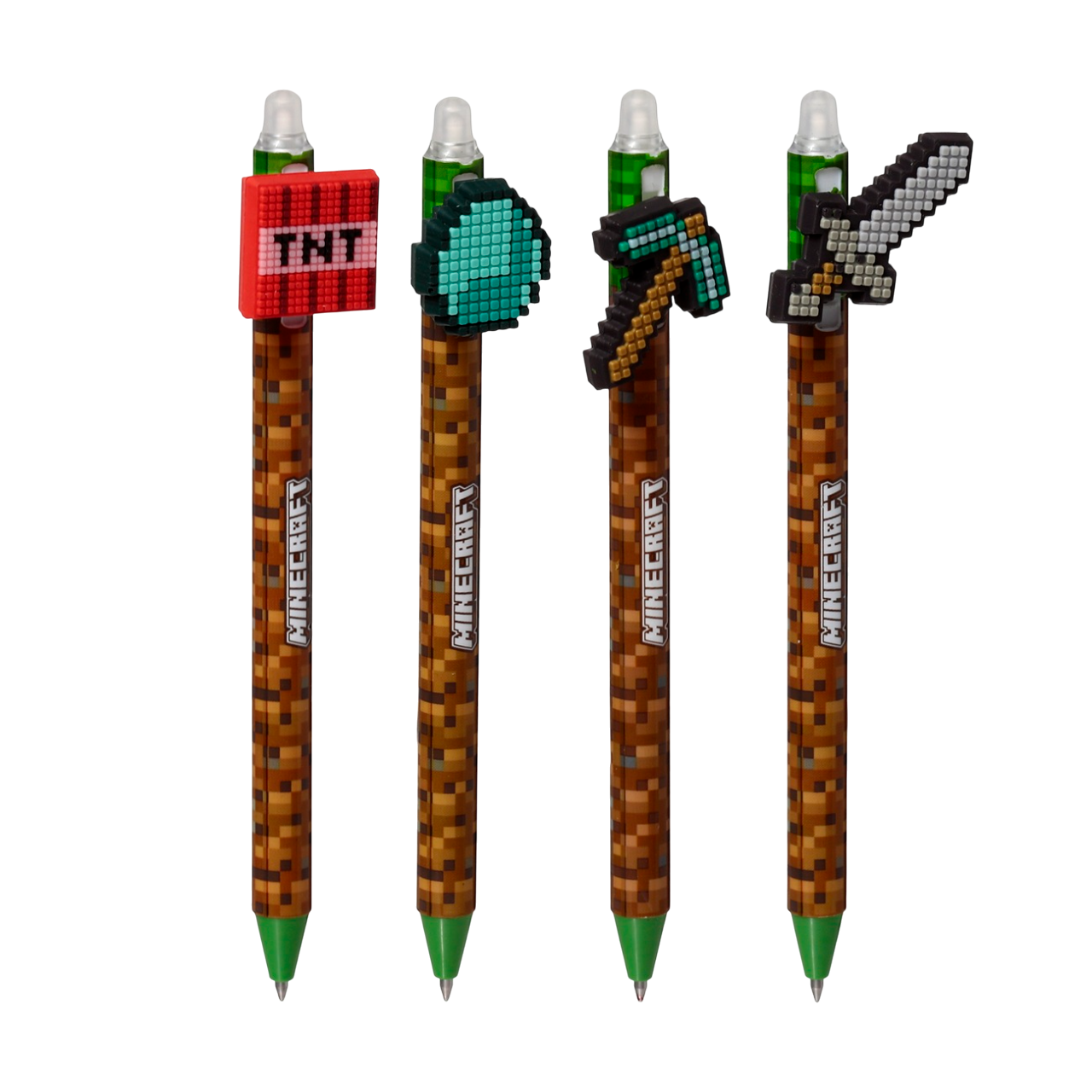 Lot de 4 stylos effaçables Inkredible Minecraft avec embout gomme silicone. Canocea France
