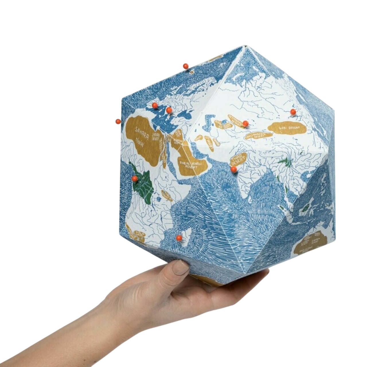 Globe tridimensionnel océans + 50 punaises - D23cm  - Carton - PALOMAR