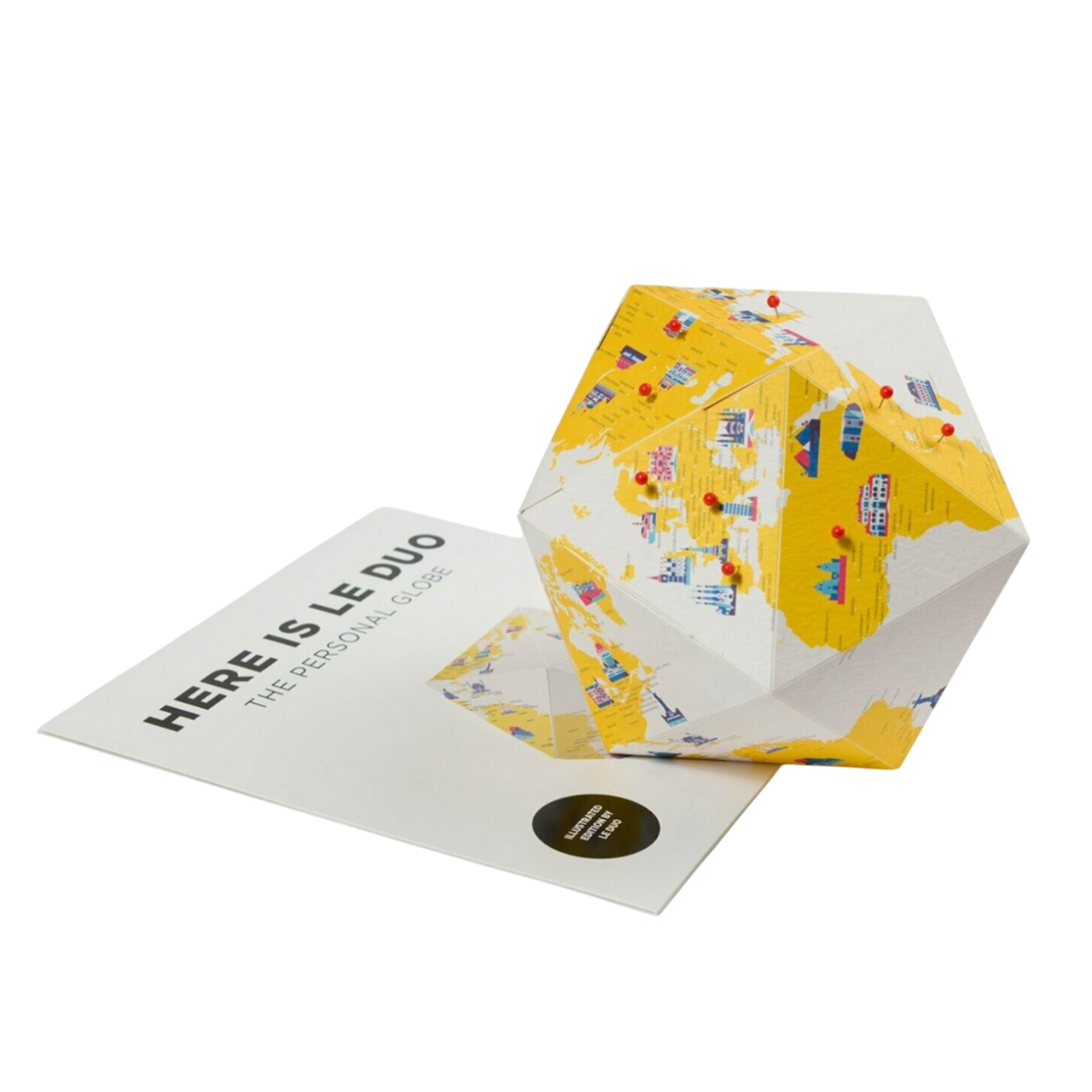 Globe tridimensionnel monuments + 50 punaises - D23cm  - Carton - PALOMAR
